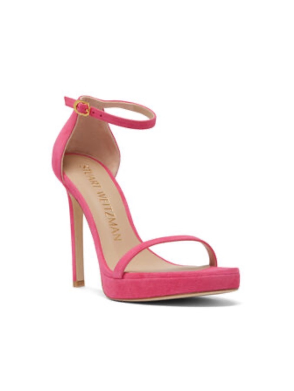 Stuart Weitzman Nudist Disco Heels in Hot Magenta Pink